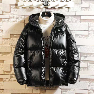 Men's Clothing Men's Trendy Shiny Thickened Hooded Jacket 2025 Winter Loose Fashion Casual Coat Cotton Jacket For Men_voghion.com
