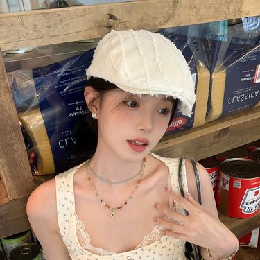 Japanese beret female fashion solid color beret literary retro newsboy painter hat_voghion.com