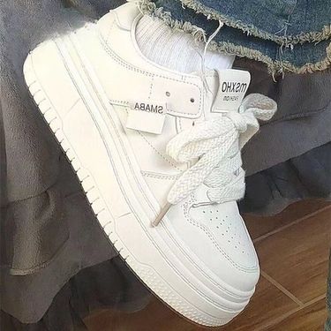 Small stature, thick sole, 5cm height increase, white shoes, women's 2024 Spring and Autumn new style, student campus_voghion.com