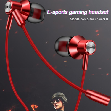 Wired Ergonomic Dual Microphone Stereo Universal L-Shaped Plug Metal Earphone for Gaming_voghion.com