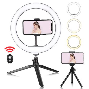 10inch Mini Selfie LED Video Ring Light Lamp With Table Tripod For YouTube Phone Live Photo Photography Studio_voghion.com