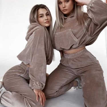 two thousand twenty-four Cross border Spring Autumn Fashion Sports Set, European and American Women's Sleeve Hoodie,_voghion.com
