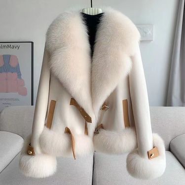 Maillard-Inspired Faux Fur Coat – Soft Teddy Short Jacket With Fluffy Cuffs (One Size Fits 90-125cm, 4 Colors: Beige/Pink-Brown)_voghion.com