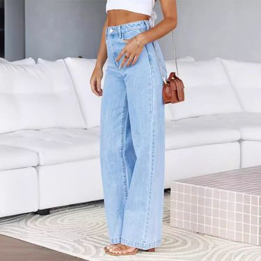 Women's clothing jeans women new hot selling elastic wide leg denim trousers fashion washed jeans_viptrois.com