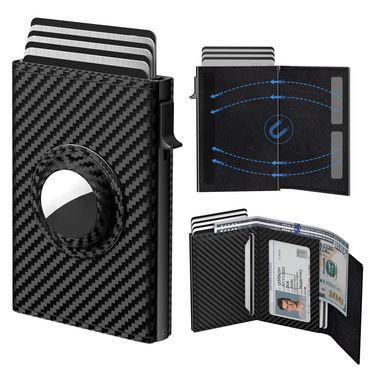 Men's Bags AirTag Men's Smart Wallet Card Holder, RFID Blocking, Ultra Thin, Carbon Fiber, Minimalism_voghion.com