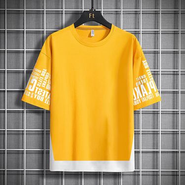 Men's Clothing Five-point sleeve short-sleeved T-shirt round neck lazy loose type 2024 summer men's new Hong Kong style casual trend_mkmklike.com