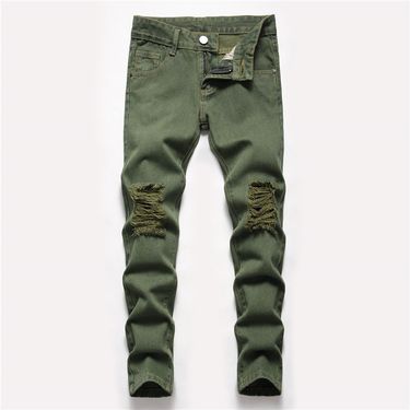 Kid's Clothing Children's Clothing Boys' Jeans Straight Leg Ripped Trousers Washed Non Stretch Jeans_voghion.com