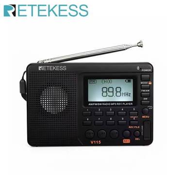 Retekess V115 SW Portable Radios AM FM Rechargeable Shortwave Radio Battery Powered Full Waves USB Recorder For Gift_voghion.com