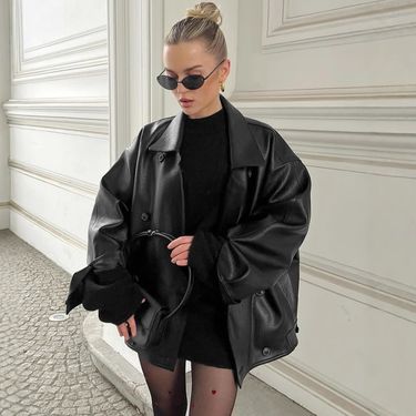 Vintage Brown Leather Jacket For Women - Oversized Blazer Lapel PU Coat, Retro Chic Winter Outerwear_ecoleips.com