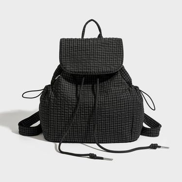 Checkered Women's Drawstring Backpack Large Capacity Commuter Backpack_voghion.com