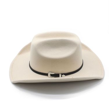 New Arrivals Vintage Western Cowboy with Black Belt Men's Felt Fedora Hat Women Jazz Cowgirl Cap Cloche Church Sombrero Hombre Caps_voghion.com