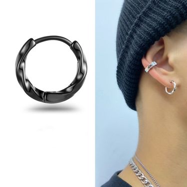 Men's & Women's Minimalist Hoop Earrings - Sleek Single/Double Stud Earrings In Gold, Rose Gold, Black & White (8mm/14mm)_voghion.com