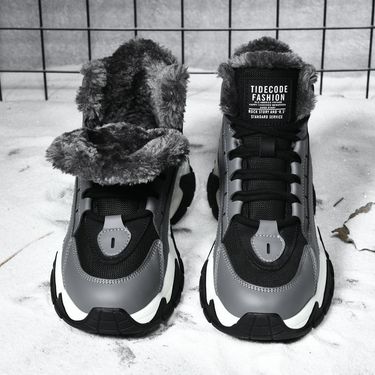 Men's Sheepskin Winter Suede Thickened Warmth High-Top Slip-Resistant Waterproof_voghion.com