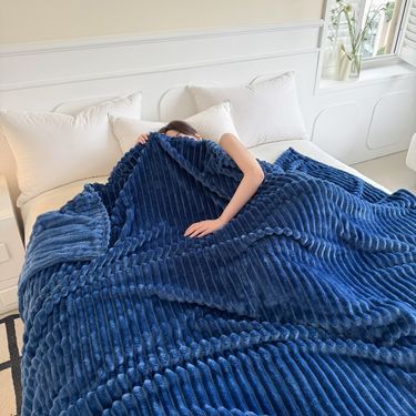 Blanket Milky Velvet Thickened Flannel Blanket Strip Coral Velvet Cover Blanket_voghion.com