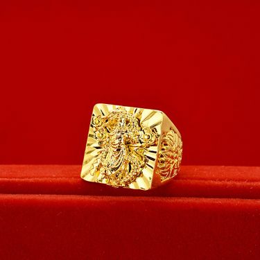 5D Brass Vacuum Jewelry Smooth Gong Men's Vietnamese Sand Gold Guan Yu Ring_voghion.com