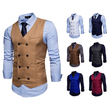 New Fashion Men's Double breasted Gentlemen's Formal Casual Tank Top and Vest Coat M31_voghion.com