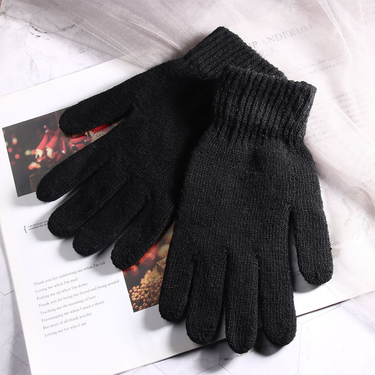 Black Warm Gloves Plush Brushed Universal Gloves For Men And Women Knitting Wool Riding Gloves Autumn And Winter_voghion.com