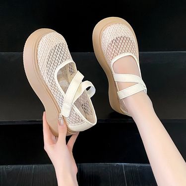 Thick-soled Heightening Birkenstocks, Women's Outer Wear, Bag Head, Half-drag, Hollowed-out, Breathable, And Cool Slippers_voghion.com