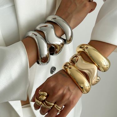 braclet Exaggerated Ins Heavy Metal Smooth Bracelet Geometric Design Personality Wide Bracelet_voghion.com