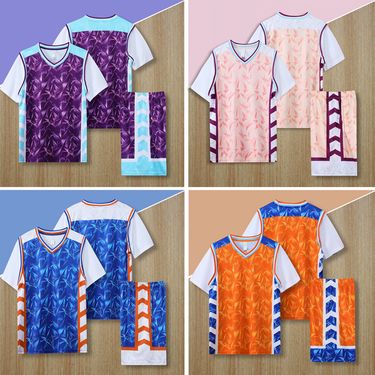 F ake two-piece basketball suit, sports T-shirt, men's and women's t-shirt, shorts, breathable training, loose fitting,_voghion.com