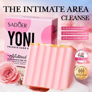 Soap SADOER Rose Private Pink Tender Cleaning Soap Bath Cleaning Oil Control Handmade Soap 100g_voghion.com