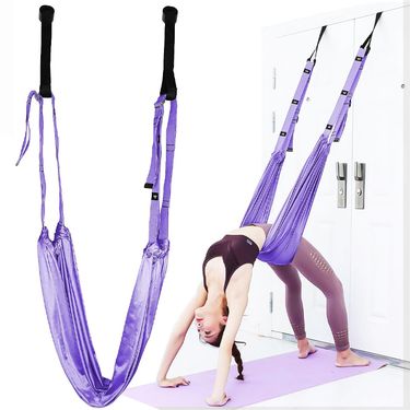 Adjustable Aerial Yoga Strap Elastic Stretch Door Hanging Yoga Belts Hammock Swing Fitness Handstand Rope Training Device Women_voghion.com