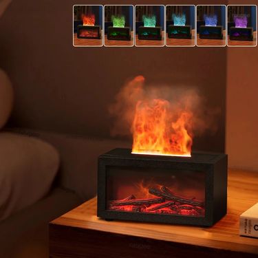 Aroma Humidifier Essential Oil Diffuser Air Humidifier Aromatherapy Fragrance Diffuser Mini Home Flame Humidifier With LED Night_voghion.com
