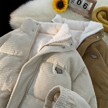 2025 Lamb Wool Men's Winter Trend, Loose Casual Bread Jac, With Added Velvet And Thickened Ulation, Corduroy Cotton_voghion.com