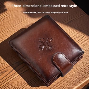 Baellerry New Wallet Men's Short Senior Sense Retro Pu Buckle Money Clip Business Zip Small Wallet Man_voghion.com