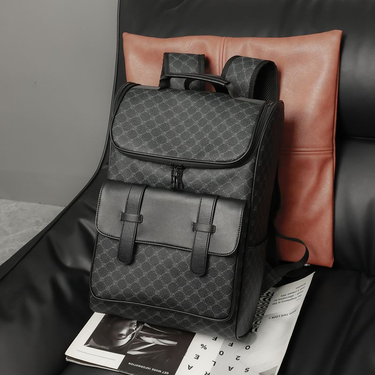Designer Trendy Brand Fashionable And Classic Checkerboard Printed Large Capacity Backpack, Men's Computer File Backpack_voghion.com