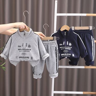 Wuxiaoqi Children's Clothing 2025 Spring Autumn New Style 0-5 Years Old Boys And Girls Printed Letter Knitted Sweatshirt_voghion.com