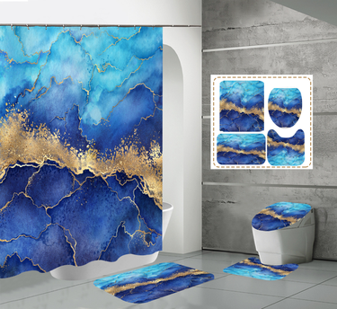 High definition digital printing waterproof bathroom polyester shower curtain marble partition curtain_voghion.com