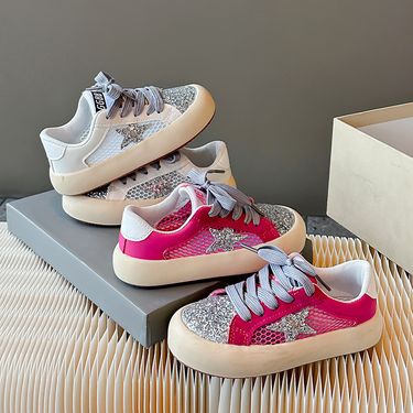 Girls Boys' Comfortable Anti-skid Lightweight Versatile Casual Mesh breathability Sequined Children's Shoes_voghion.com