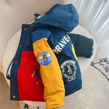 2025 New Children's Embroidered Winter Down Cotton Jacket With Hood And Thick Warm Coat For Middle And Large Children, Boys And Girls Cotton Jacket_voghion.com
