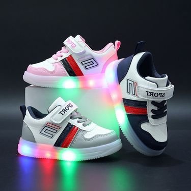 SHLIANG Boys Girls LED Casual Shoes Lace Up Child Sneakers Breathable Fashion Board Shoes Soft Sole Luminous Sports Shoes S172B_voghion.com