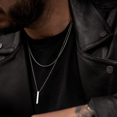 Mens Jewellery Rectangle Pendant Necklace Men Classic Width 2mm Stainless Steel Link Chain Necklace For Men Jewelry Gift_voghion.com