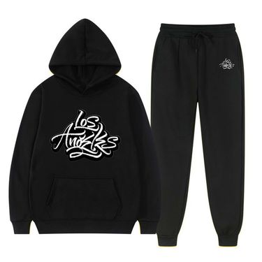 2024 Autumn/Winter New Hooded Printed Sweater Men's Leisure Sports Set_voghion.com