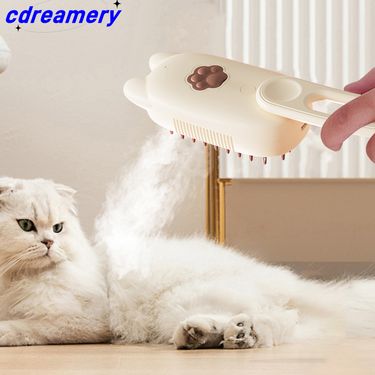 Electric Cat Steamy Brush With Spray Port Cleaning Cat Brush USB Charging Animal Grooming Comb For Removing Tangled Loose Hair_voghion.com