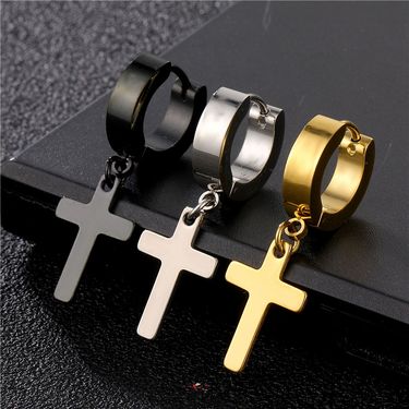 high quality cross titanium steel ear clips fashionable ear bone clips punk ear studs stainless steel trendy earrings_ipsvogv.com