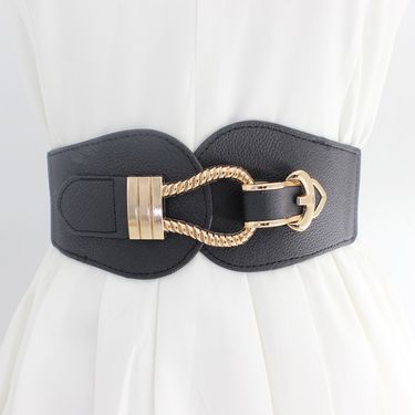 New Women's Versatile Decoration Vintage Fashion Elastic Wide Waist Belt with Dress Down Coat Overlay Slimming Plastic Waist Cover_voghion.com