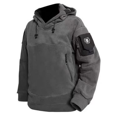 Men's Clothing functional zipper pocket tactical fleece sweatshirt men's hooded thickened warm outdoor autumn and winter youth_voghion.com