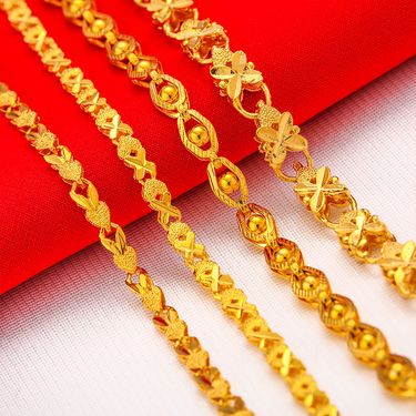 Live Broadcast Four Leaf Wedding Vintage Plated Vieamese Sand Gold Phoenix Eye Lucky Grass Bracelet_voghion.com