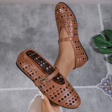 Large Mesh And Fashionable Flat Sandals Women's Summer New TEUM Breathable Casual Single Shoes For Women_voghion.com