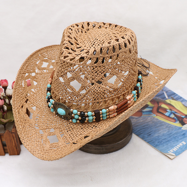 Bohemian cut-out cowboy hat Men's hat Summer Western cowboy beach hat_voghion.com