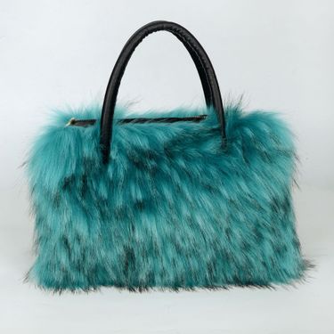 furry bag raccoon fur hand held plush women's bag fur bag_voghion.com
