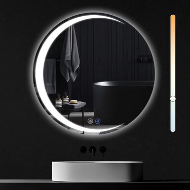 Glitzerlife Spiegel Mit Beleuchtung - Wandspiegel Rund 80cm LED IP44 Badspiegel Mit Touch - Schalter Und Entfogger - Funktion Bad Spiegel Mit Licht Dimmbar_voghion.com