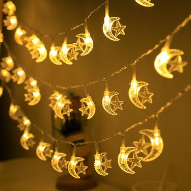 LED Star And Moon Light String Star And Moon Light String Christmas Festival Middle Eastern Decorative Lights Star And Moon Small Colored Lights_voghion.com