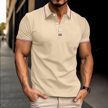 2024 New Men's Casual POLO Shirt With A Lapel, Placket, Pull Tab Button, Versatile T-shirt Top_voghion.com