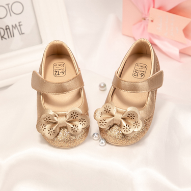 Fashion Gold Bow Princess Shoes Baby Shoes Non-slip Soft Soled Toddler Shoes Baby Shoes_voghion.com