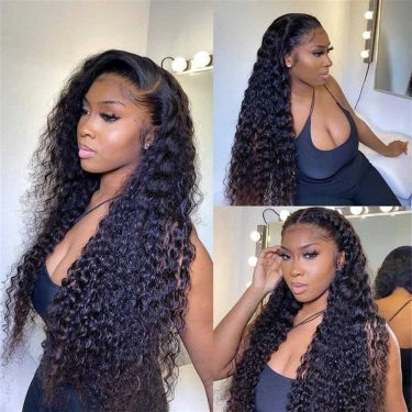 Brazilian Human Hair Kinky Curly Wig 30 Inch Lace Closure Wigs_voghion.com